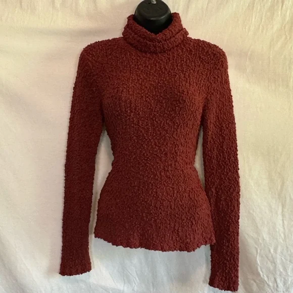 B-97 David Brooks Rust Red Turtle neck Long Sleeve Pullover Sweater Size S - Picture 1 of 15